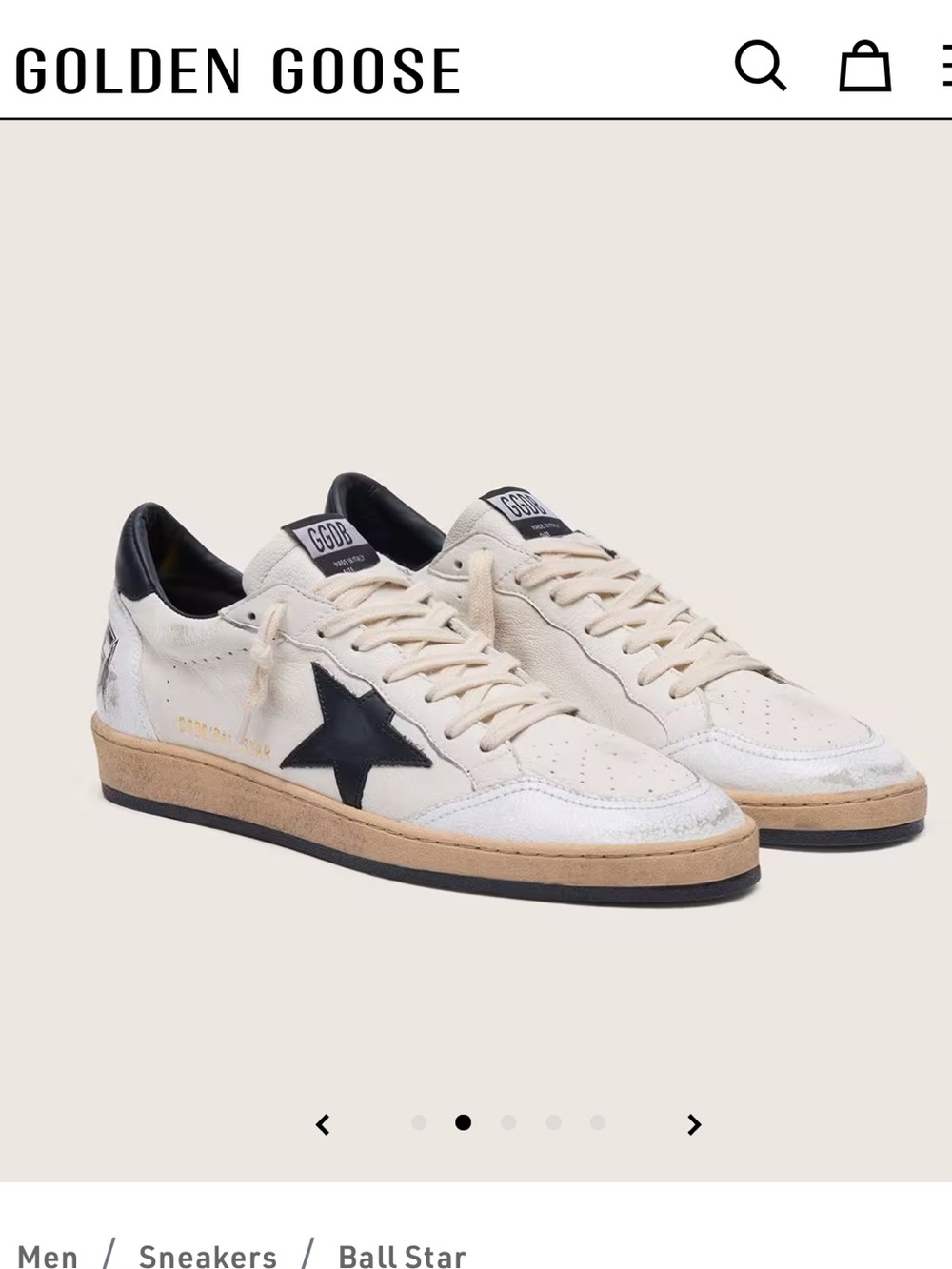 Golden Goose Mens Ball Star Sneakers White, Black & Tan EU size 47 with Dust bag - Picture 15 of 16